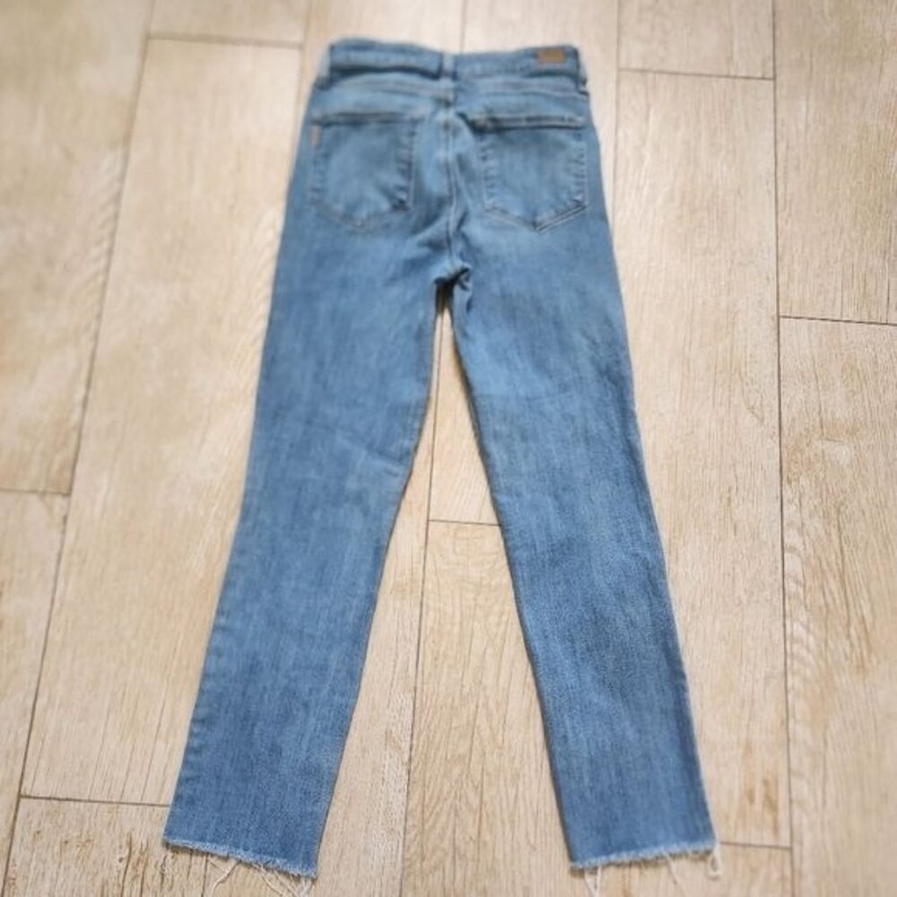 Paige Hoxton High-Rise Slim Raw Hem Jeans - Blue Size 28 - Picture 15 of 16